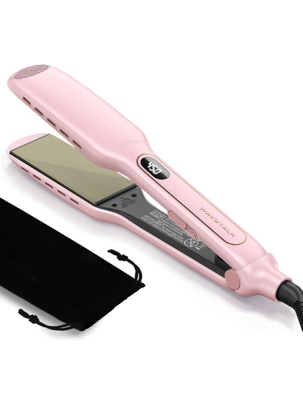 1.75” Wide Wet to Straight Flat Iron | Fast Styling for Damp or Dry Hair, Pink